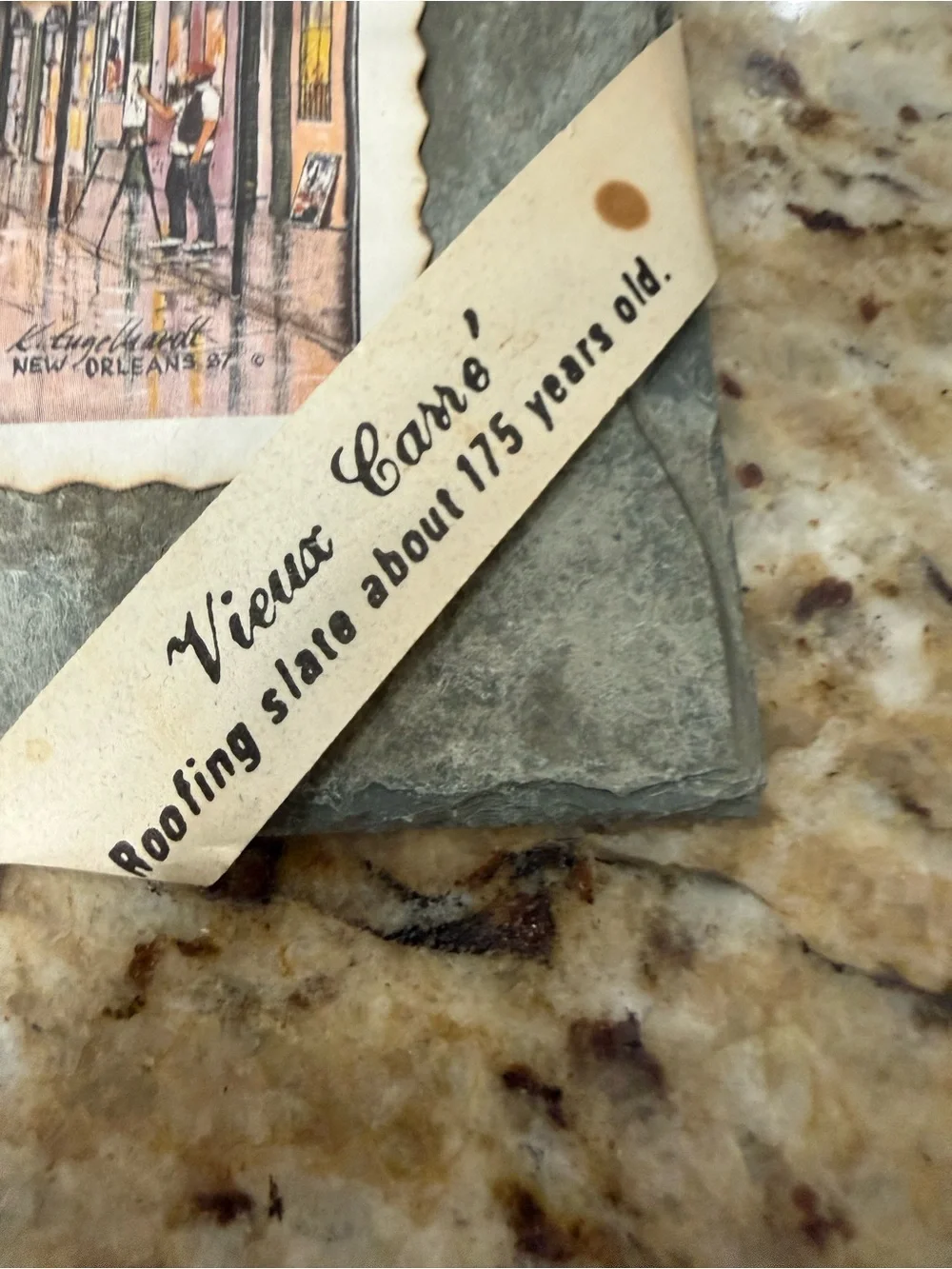 Antique 175 Year Old Decorative Slate Wall Plaque New Orleans Vieux Carre’